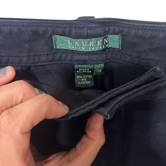 Lauren Ralph Lauren Flat Front Straight Ankle Pants Dark Blue Plus Size 16W - Picture 2 of 12